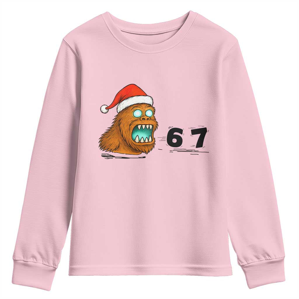 67 Six Seven Youth Sweatshirt Funny Bigfoot Christmas TS14 Light Pink Print Your Wear