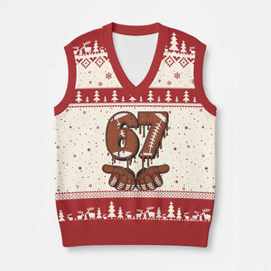67 Six Seven V-Neck Knit Sweater Vest Funny Football Meme TS14 Beige Red Print Your Wear