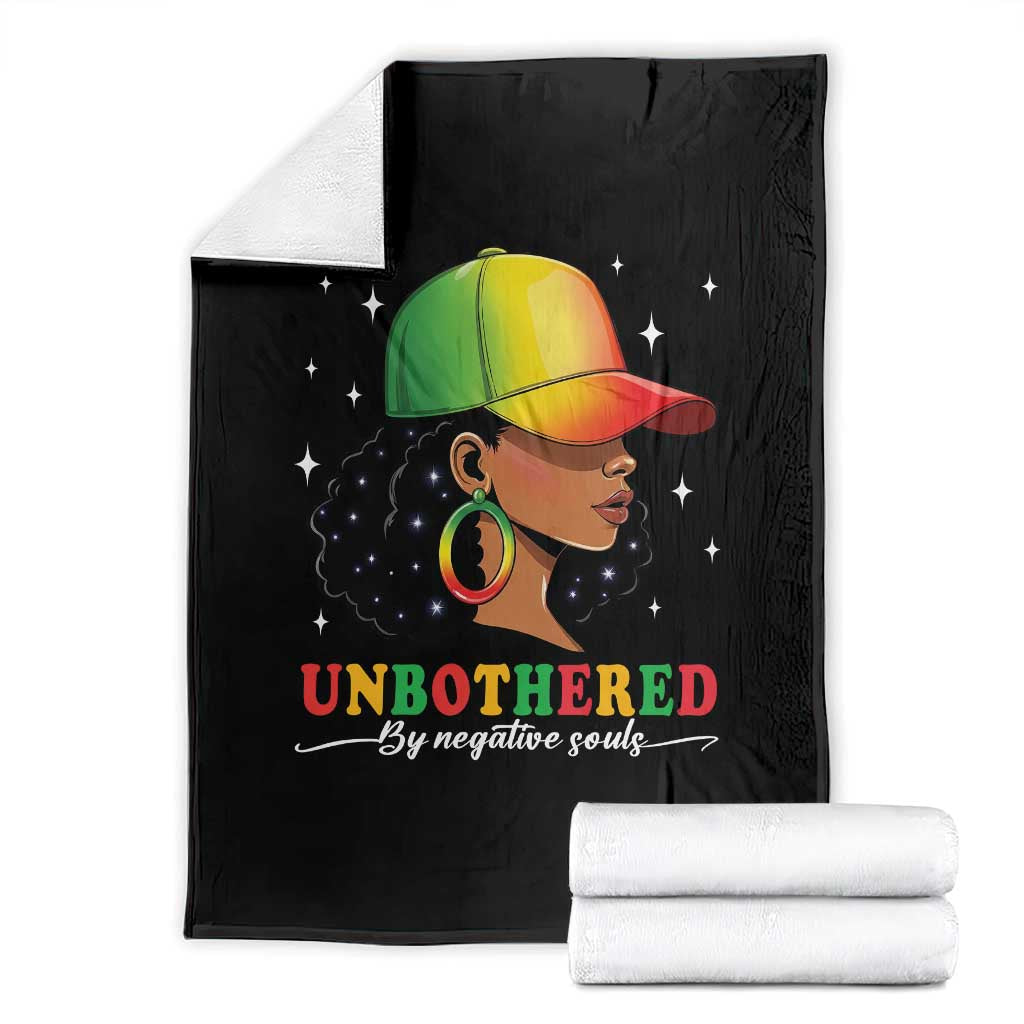 Afro African American Throw Blanket Unbothered By Negative Souls Black Sassy Queen TS14 Black Print Your Wear