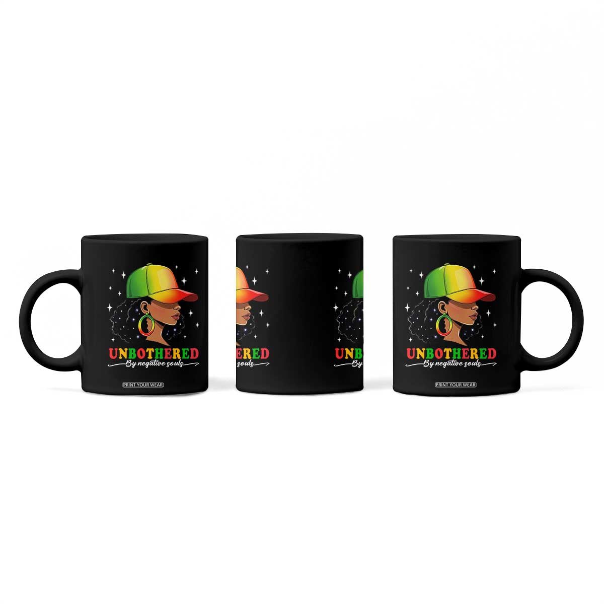 Afro African American Coffee Mug Unbothered By Negative Souls Black Sassy Queen TS14 Print Your Wear