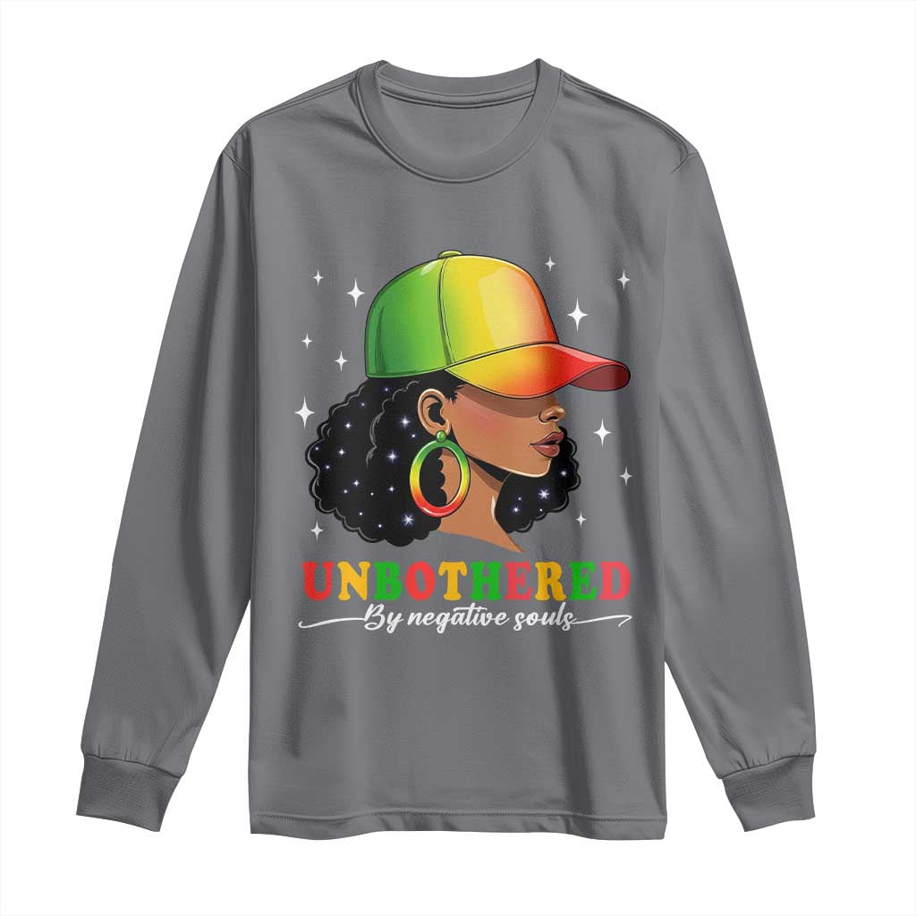 Afro African American Long Sleeve Shirt Unbothered By Negative Souls Black Sassy Queen TS14 Charcoal Print Your Wear