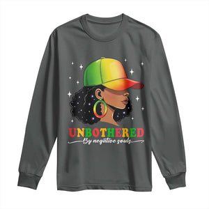Afro African American Long Sleeve Shirt Unbothered By Negative Souls Black Sassy Queen TS14 Dark Heather Print Your Wear