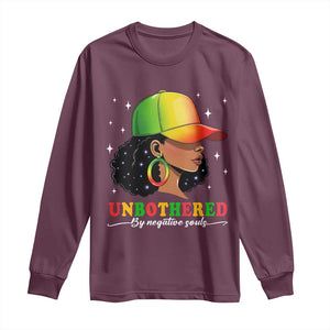 Afro African American Long Sleeve Shirt Unbothered By Negative Souls Black Sassy Queen TS14 Maroon Print Your Wear