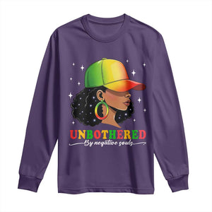 Afro African American Long Sleeve Shirt Unbothered By Negative Souls Black Sassy Queen TS14 Purple Print Your Wear