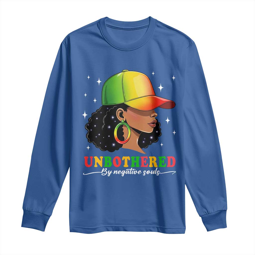 Afro African American Long Sleeve Shirt Unbothered By Negative Souls Black Sassy Queen TS14 Royal Blue Print Your Wear