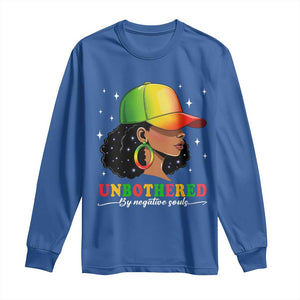 Afro African American Long Sleeve Shirt Unbothered By Negative Souls Black Sassy Queen TS14 Royal Blue Print Your Wear