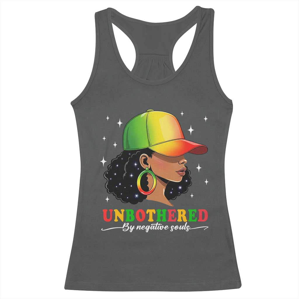 Afro African American Racerback Tank Top Unbothered By Negative Souls Black Sassy Queen TS14 Dark Heather Print Your Wear