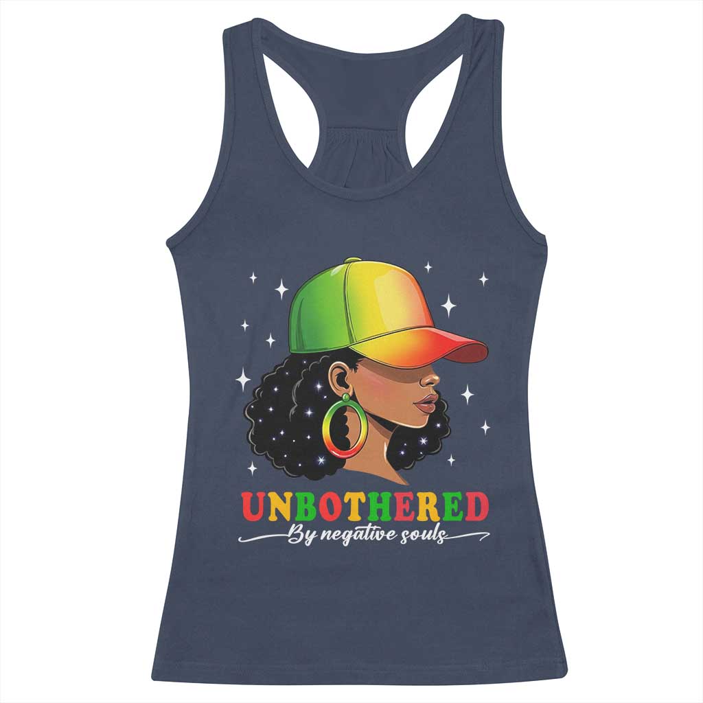 Afro African American Racerback Tank Top Unbothered By Negative Souls Black Sassy Queen TS14 Navy Print Your Wear