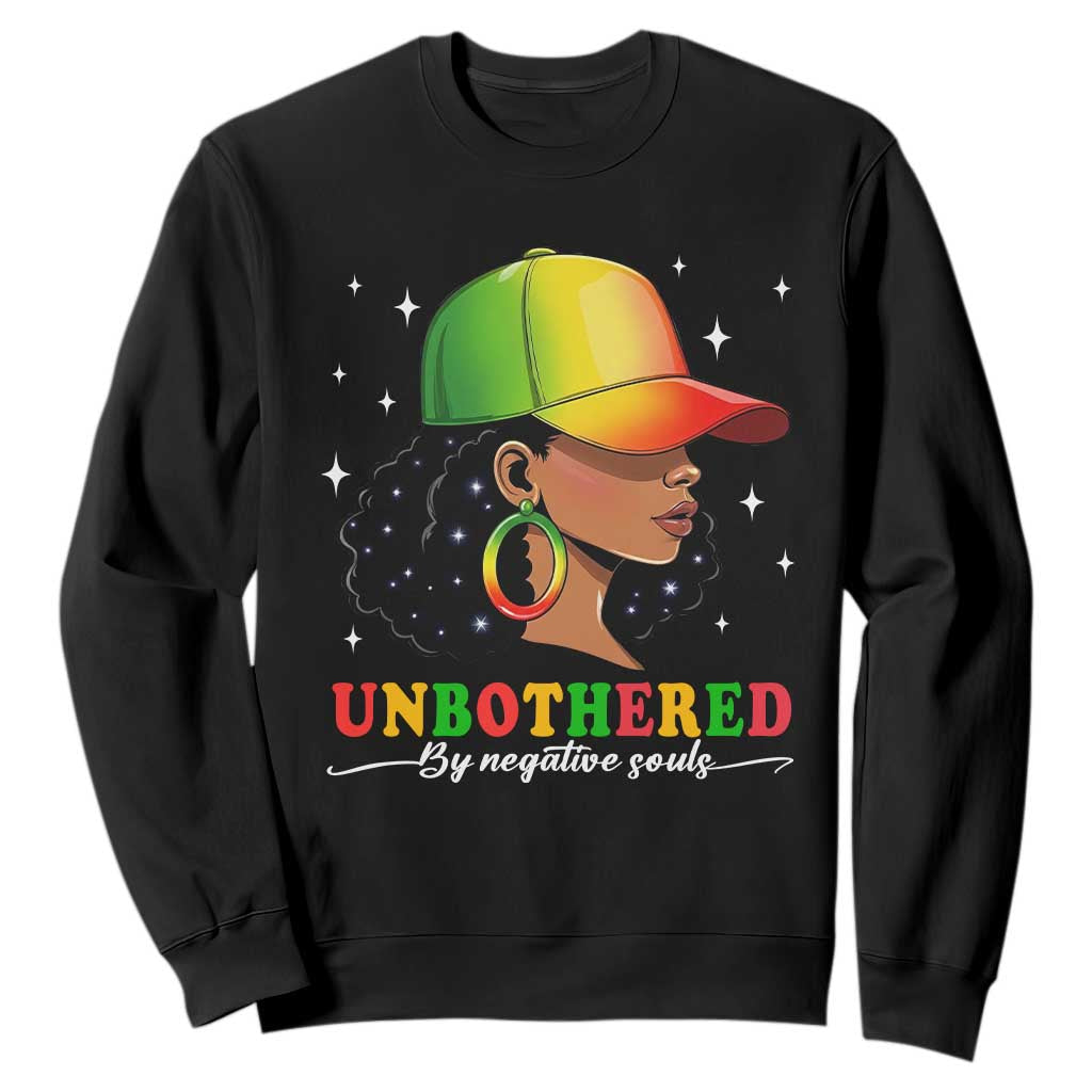Afro African American Sweatshirt Unbothered By Negative Souls Black Sassy Queen TS14 Black Print Your Wear