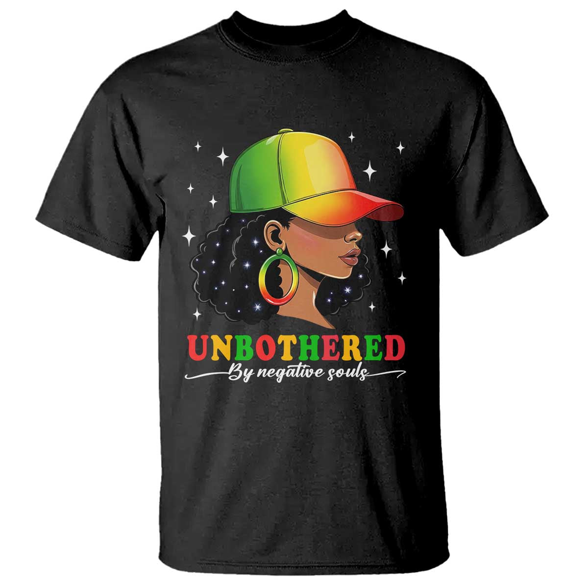 Afro African American T Shirt Unbothered By Negative Souls Black Sassy Queen TS14 Black Print Your Wear