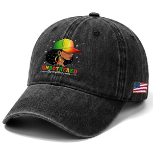 Afro African American Washed Cotton Baseball Cap Unbothered By Negative Souls Black Sassy Queen TS14 Print Your Wear
