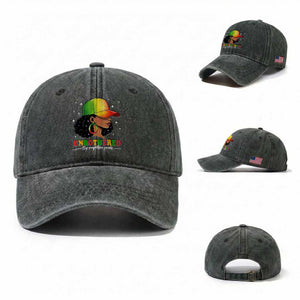 Afro African American Washed Cotton Baseball Cap Unbothered By Negative Souls Black Sassy Queen TS14 Washed Cap Universal Fit Dark Green Print Your Wear