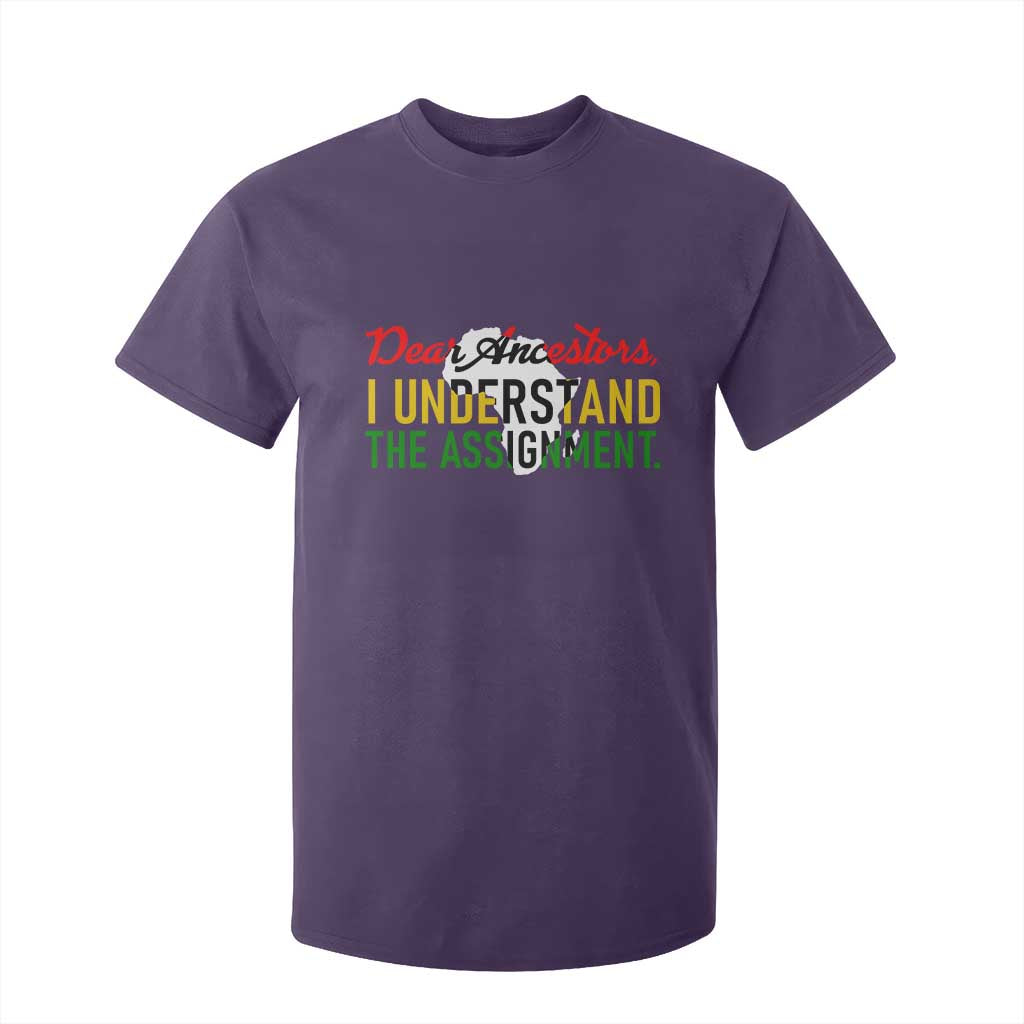 Black History T Shirt For Kid Dear Ancestors I Understand The Assignment TS14 Purple Print Your Wear