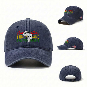 Black History Washed Cotton Baseball Cap Dear Ancestors I Understand The Assignment TS14 Washed Cap Universal Fit Navy Print Your Wear