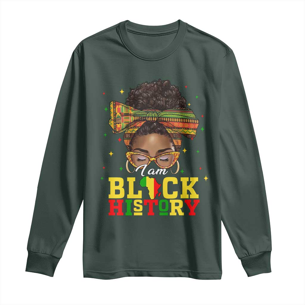 Black History Month Long Sleeve Shirt Messy Pun Afro African American TS14 Dark Forest Green Print Your Wear
