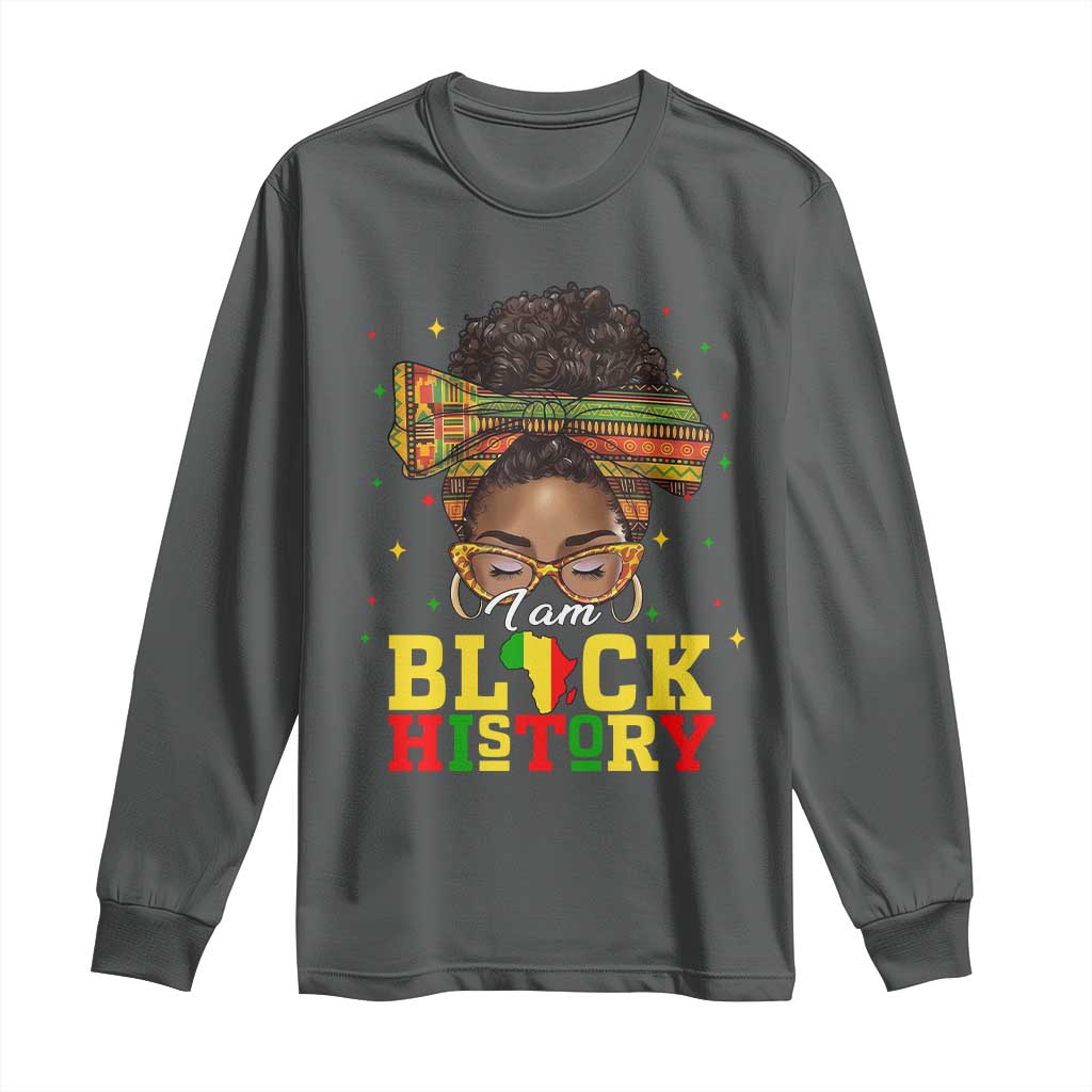 Black History Month Long Sleeve Shirt Messy Pun Afro African American TS14 Dark Heather Print Your Wear