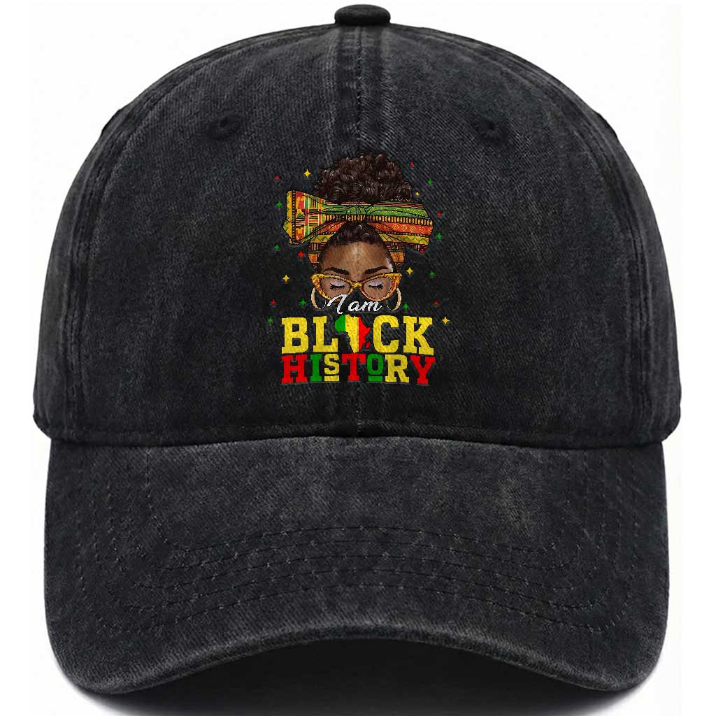 Black History Month Washed Cotton Baseball Cap Messy Pun Afro African American TS14 Washed Cap Universal Fit Black Print Your Wear