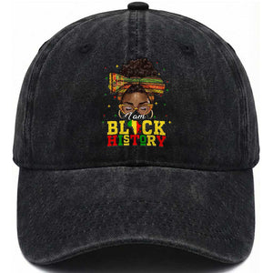 Black History Month Washed Cotton Baseball Cap Messy Pun Afro African American TS14 Washed Cap Universal Fit Black Print Your Wear