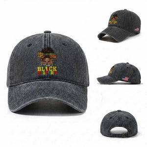Black History Month Washed Cotton Baseball Cap Messy Pun Afro African American TS14 Washed Cap Universal Fit Dark Gray Print Your Wear