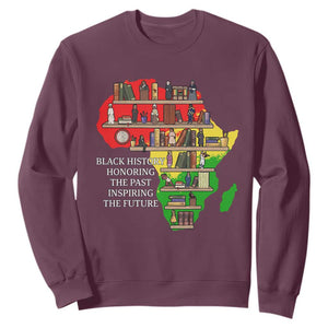 Black History Teacher Sweatshirt Black History Honoring The Past Inspiring The Future TS14 Maroon Print Your Wear