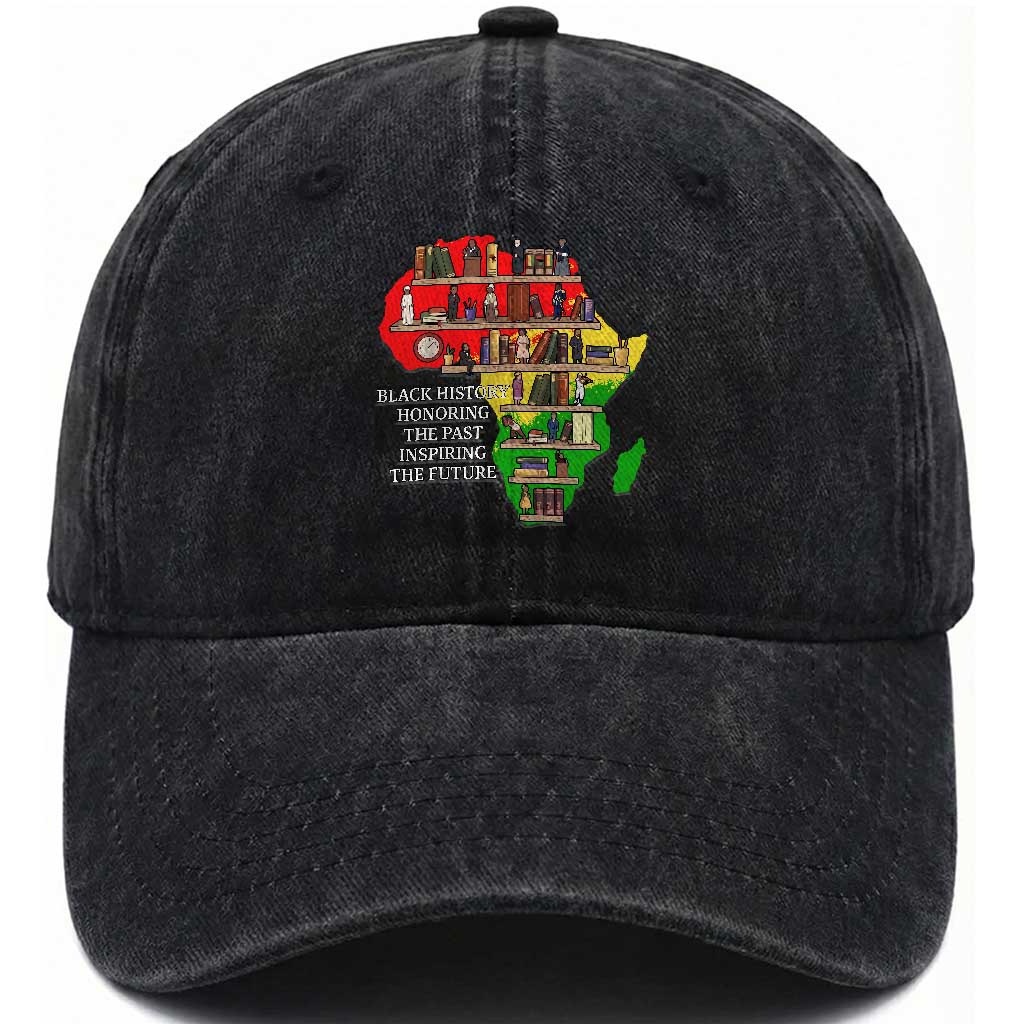 Black History Teacher Washed Cotton Baseball Cap Black History Honoring The Past Inspiring The Future TS14 Washed Cap Universal Fit Black Print Your Wear