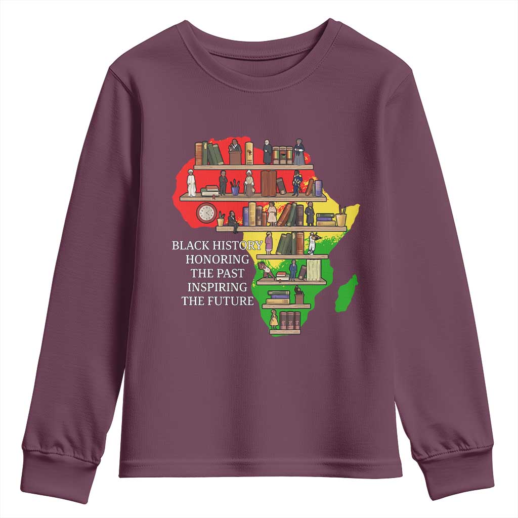Black History Teacher Youth Sweatshirt Black History Honoring The Past Inspiring The Future TS14 Maroon Print Your Wear