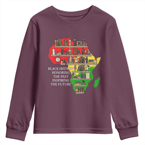 Black History Teacher Youth Sweatshirt Black History Honoring The Past Inspiring The Future TS14 Maroon Print Your Wear