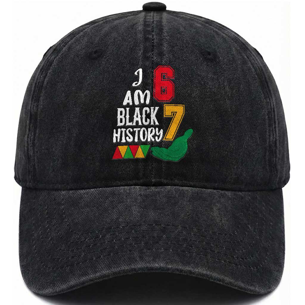 Funny Six Seven African American Washed Cotton Baseball Cap Black History Month TS14 Washed Cap Universal Fit Black Print Your Wear
