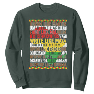 Black History Month Sweatshirt Dream Like Martin Lead Like Harriet TS14 Dark Forest Green Print Your Wear