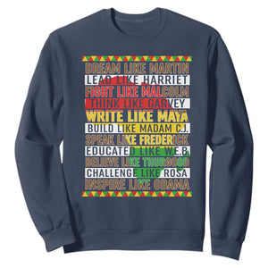 Black History Month Sweatshirt Dream Like Martin Lead Like Harriet TS14 Navy Print Your Wear