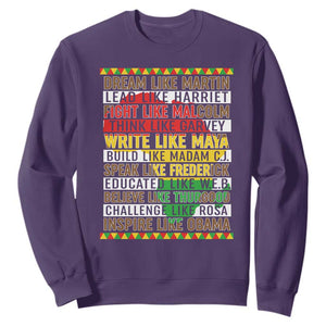 Black History Month Sweatshirt Dream Like Martin Lead Like Harriet TS14 Purple Print Your Wear
