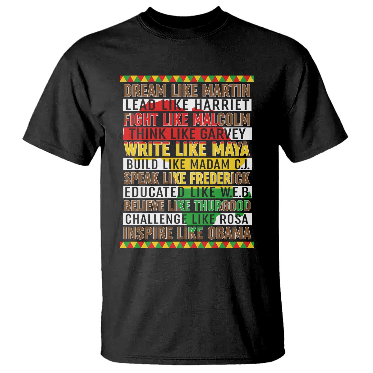 Black History Month T Shirt Dream Like Martin Lead Like Harriet TS14 Black Print Your Wear