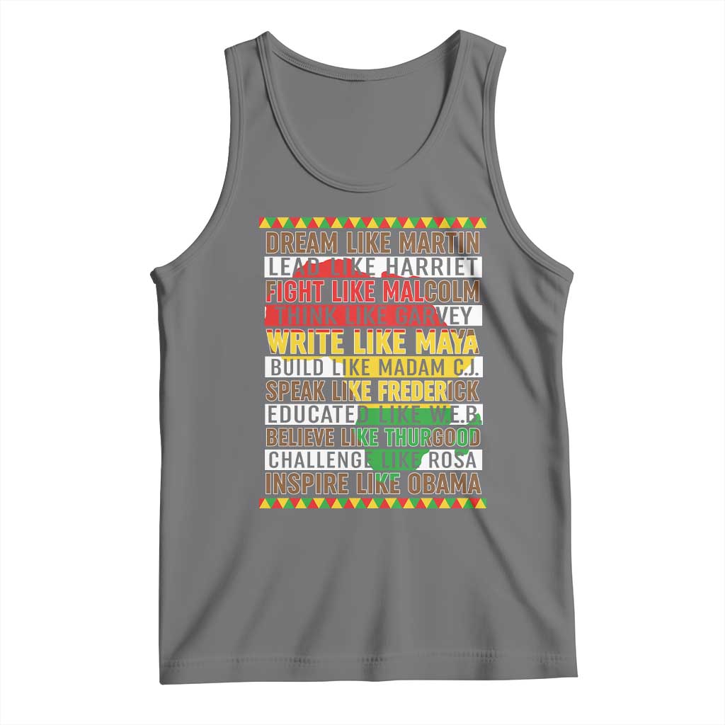 Black History Month Tank Top Dream Like Martin Lead Like Harriet TS14 Black Heather Print Your Wear