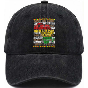 Black History Month Washed Cotton Baseball Cap Dream Like Martin Lead Like Harriet TS14 Washed Cap Universal Fit Black Print Your Wear