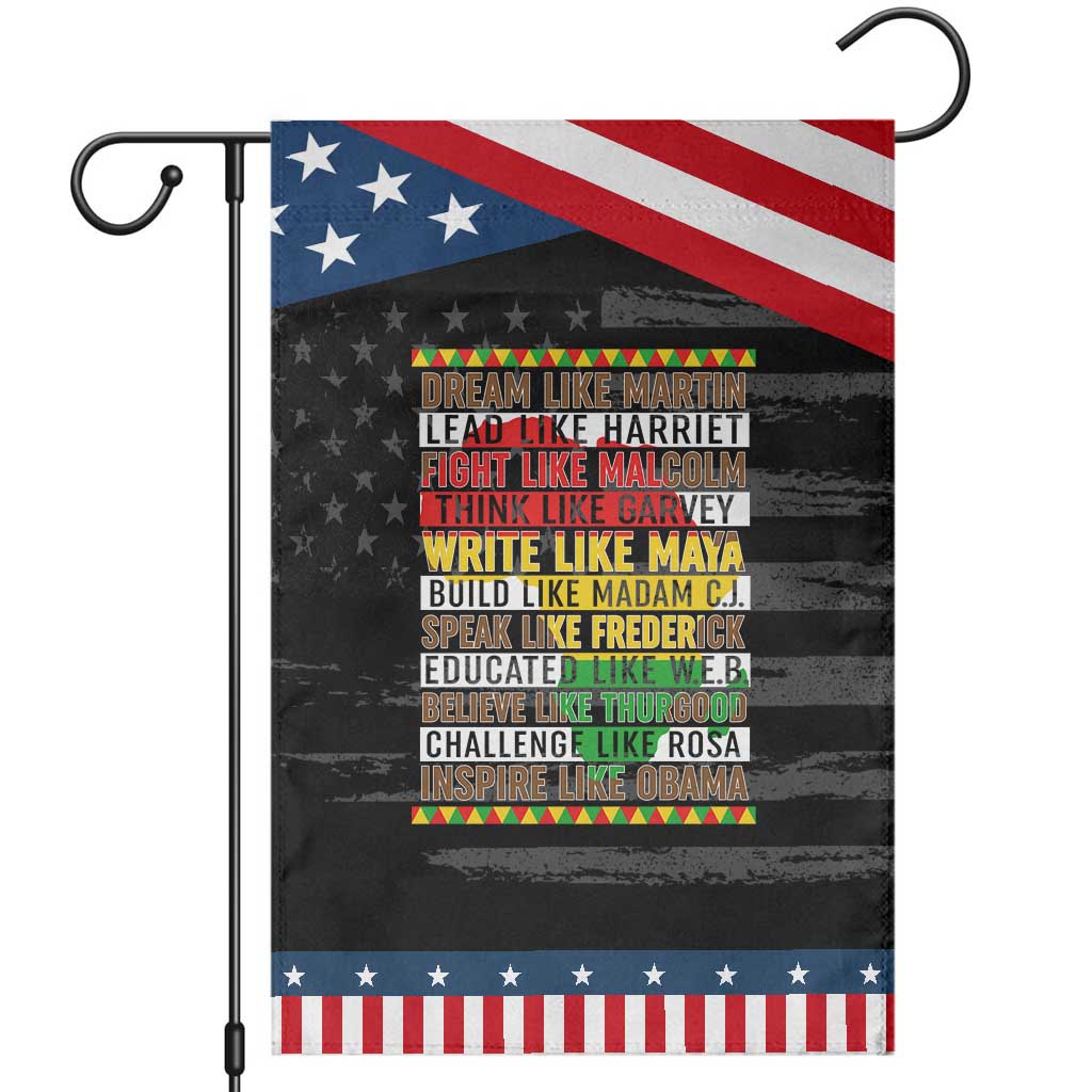 Black History Month Garden Flag Dream Like Martin Lead Like Harriet TS14 Distressed Black Blue Print Your Wear