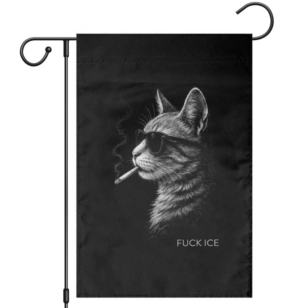 Fck Ice Garden Flag Funny Cat Smoking Anti ICE Meme TS14 Black Print Your Wear
