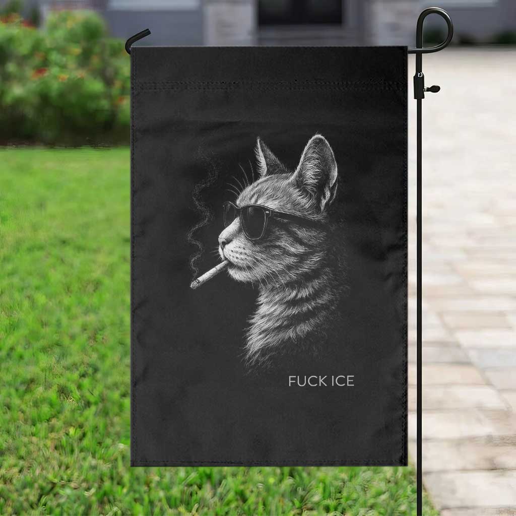 Fck Ice Garden Flag Funny Cat Smoking Anti ICE Meme TS14 Print Your Wear