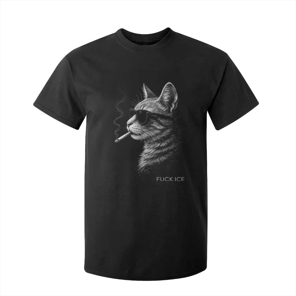 Fck Ice T Shirt For Kid Funny Cat Smoking Anti ICE Meme TS14 Black Print Your Wear