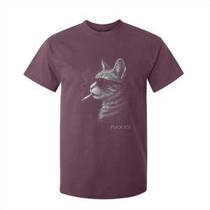 Fck Ice T Shirt For Kid Funny Cat Smoking Anti ICE Meme TS14 Maroon Print Your Wear