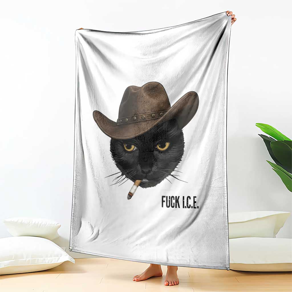 Funny Cowboy Cat Smoking Anti ICE Protest Meme Throw Blanket TS14 Print Your Wear