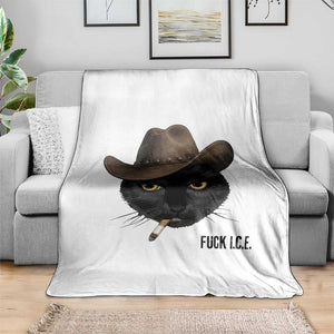 Funny Cowboy Cat Smoking Anti ICE Protest Meme Throw Blanket TS14 Print Your Wear