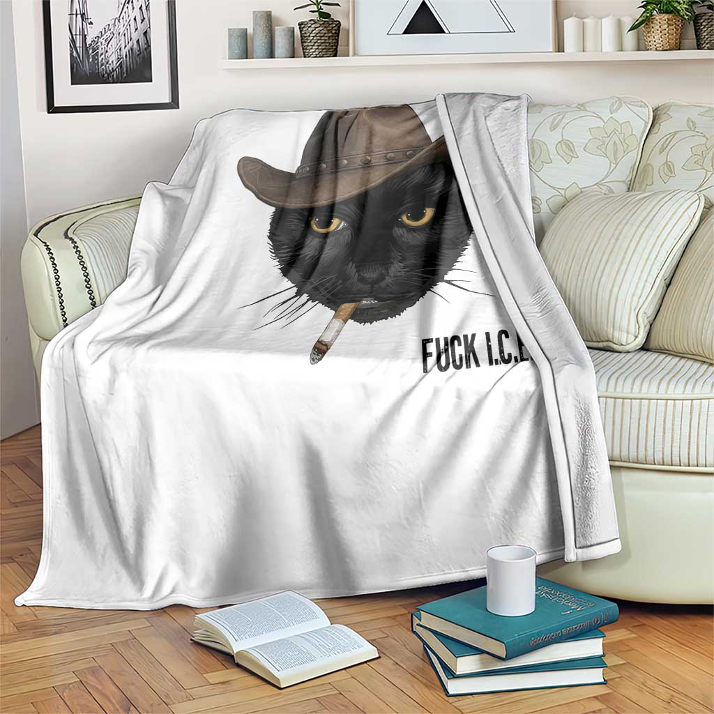 Funny Cowboy Cat Smoking Anti ICE Protest Meme Throw Blanket TS14 Print Your Wear