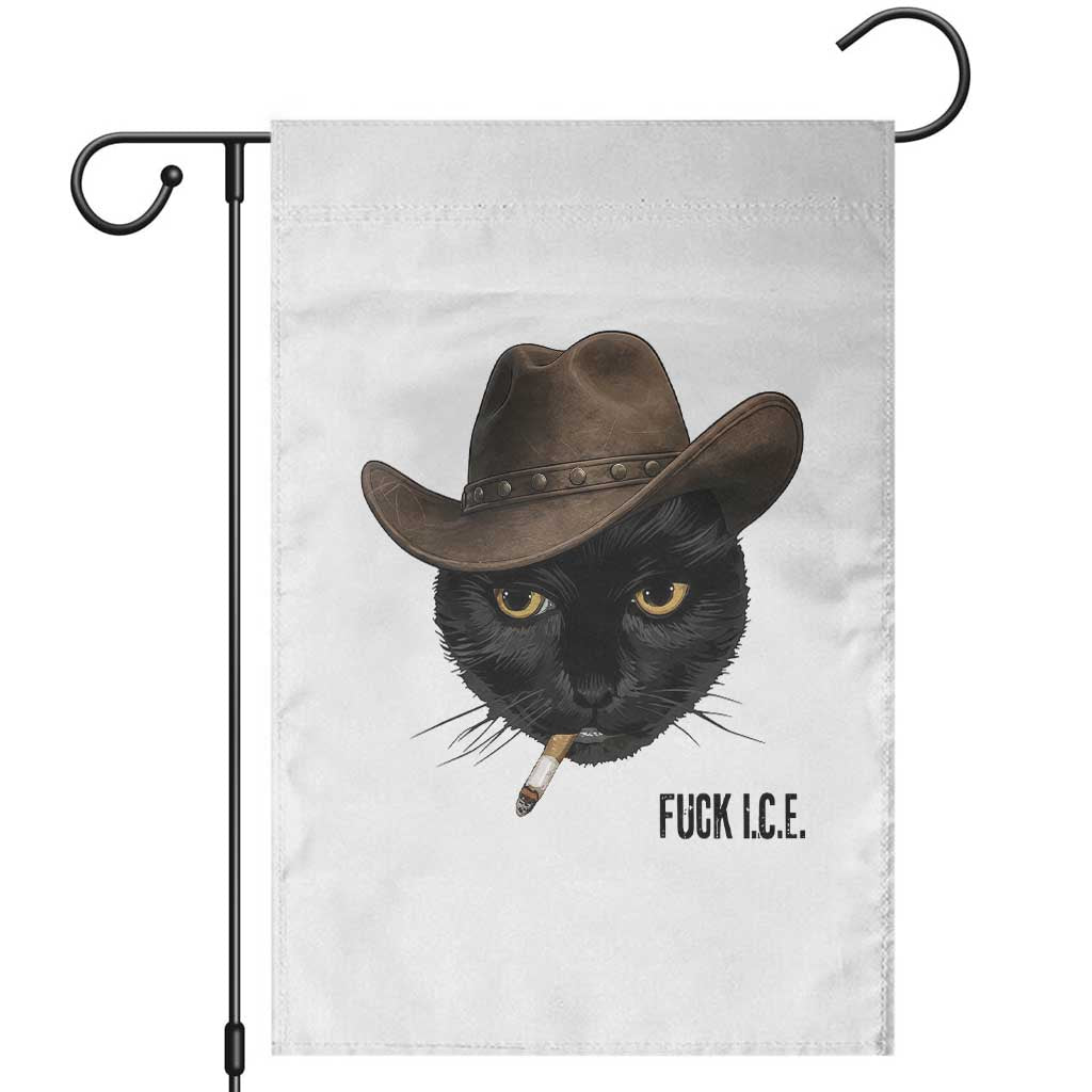 Funny Cowboy Cat Smoking Anti ICE Protest Meme Garden Flag TS14 White Print Your Wear