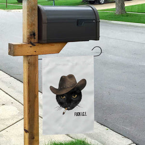 Funny Cowboy Cat Smoking Anti ICE Protest Meme Garden Flag TS14 Print Your Wear