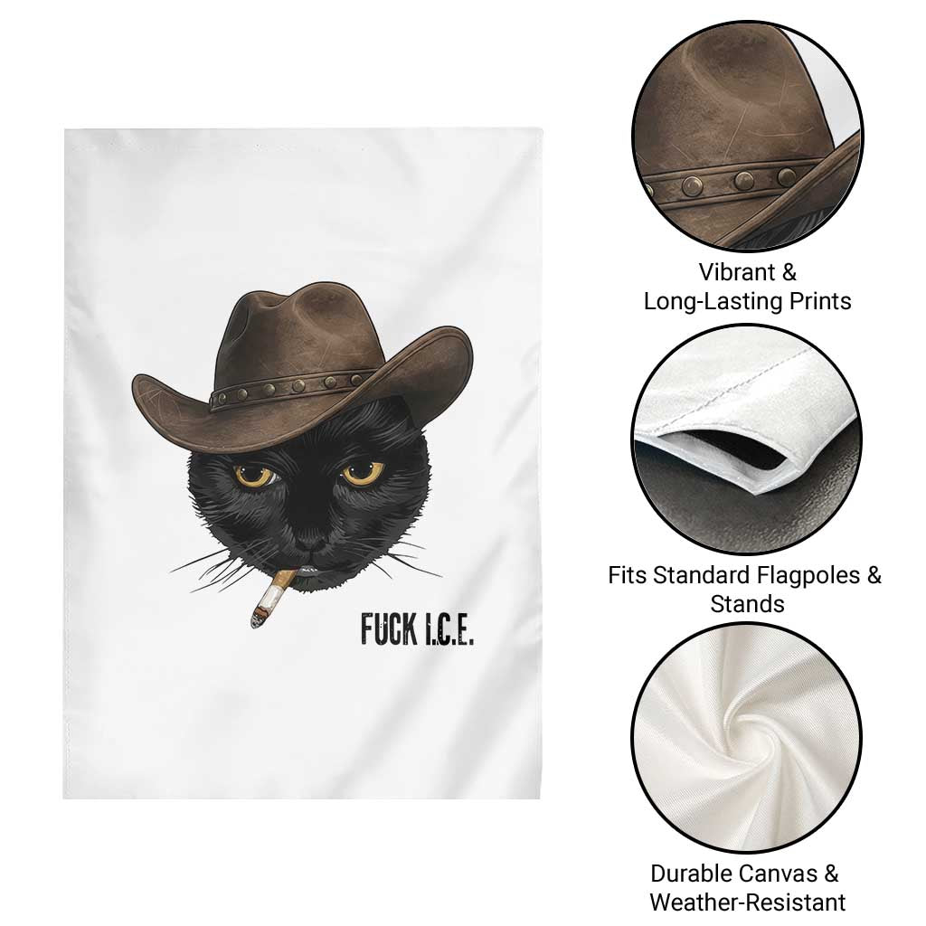 Funny Cowboy Cat Smoking Anti ICE Protest Meme Garden Flag TS14 Print Your Wear