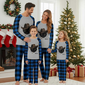 Funny Cowboy Cat Smoking Anti ICE Protest Meme Plaid Pajama Set TS14 Blue Plaid Print Your Wear