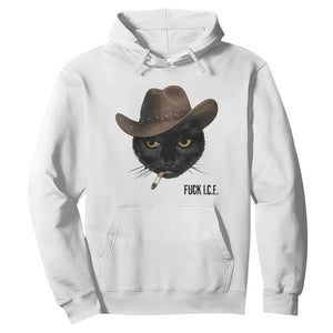 Funny Cowboy Cat Smoking Anti ICE Protest Meme Hoodie TS14 White Print Your Wear