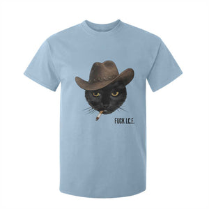 Funny Cowboy Cat Smoking Anti ICE Protest Meme T Shirt For Kid TS14 Light Blue Print Your Wear