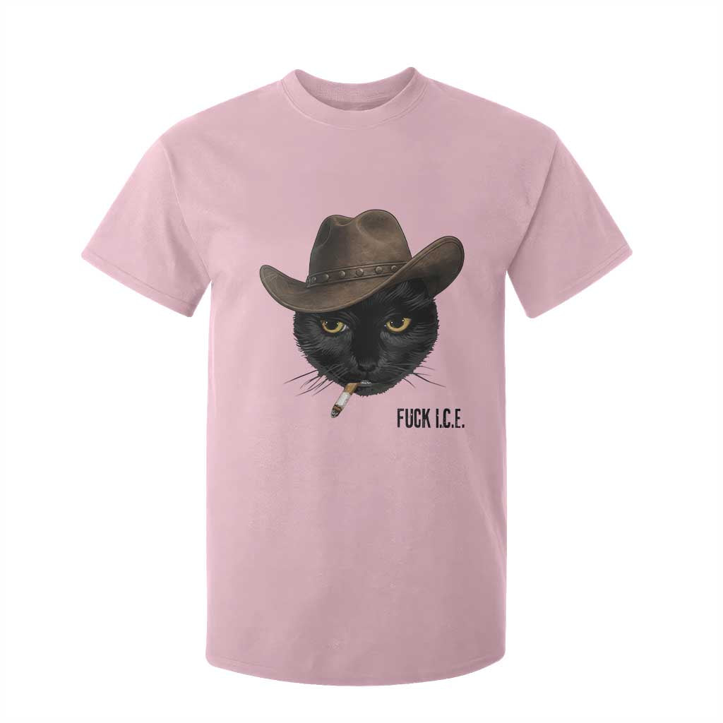 Funny Cowboy Cat Smoking Anti ICE Protest Meme T Shirt For Kid TS14 Light Pink Print Your Wear