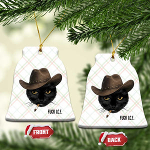 Funny Cowboy Cat Smoking Anti ICE Protest Meme Ceramic Ornament TS14 Print Your Wear